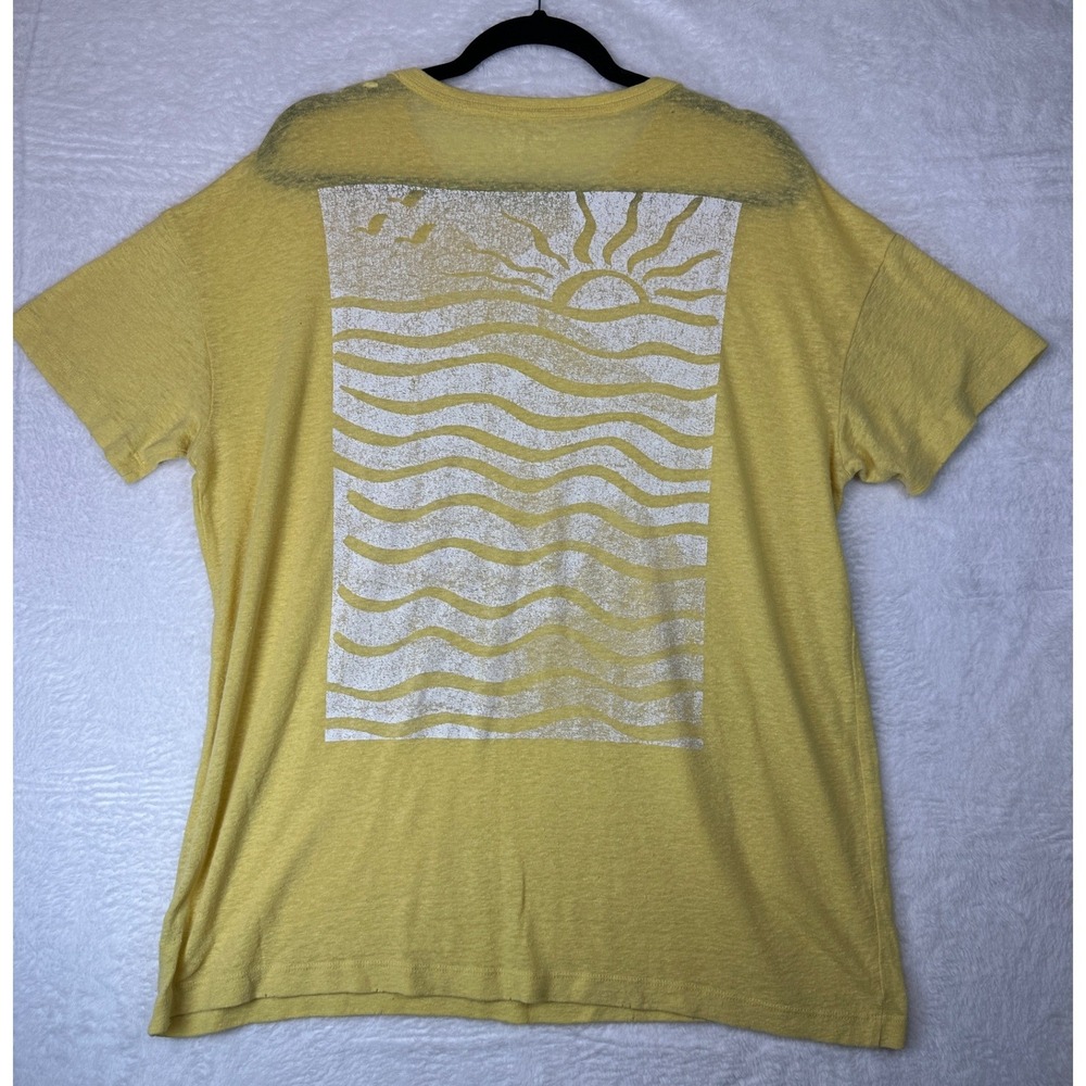 Aerie Graphic T-Shirt Womens Medium Yellow Sun Waves Short Sleeve Relaxed Fit